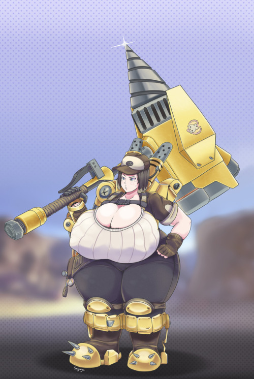 sayunoblog: New OC. Ozzy! An engineer and constructor living on a colony in the future. There’s something slightly intimidating about her.  It could be because she carries around a gigantic hammer for digging and breaking stuff… or the fact that she’s