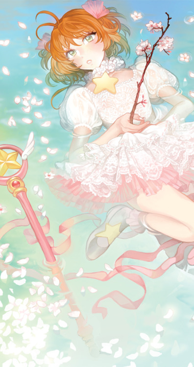 Sakura kisses print + detail. Done for my friend Yuj’s Tomoyo’s Secret Diary zine. I wan