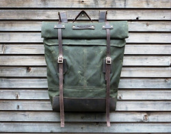 manchannel:  Waxed Canvas Rucksack by TreeSizeVerse 