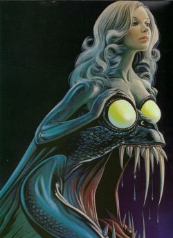 unexplained-events:  So, apparently this is from the Italian movie poster for Il prato macchiato di rosso [The Bloodstained Lawn], but if we’re talking deep-sea mermaid, I think an angler-fish mermaid takes the cake.