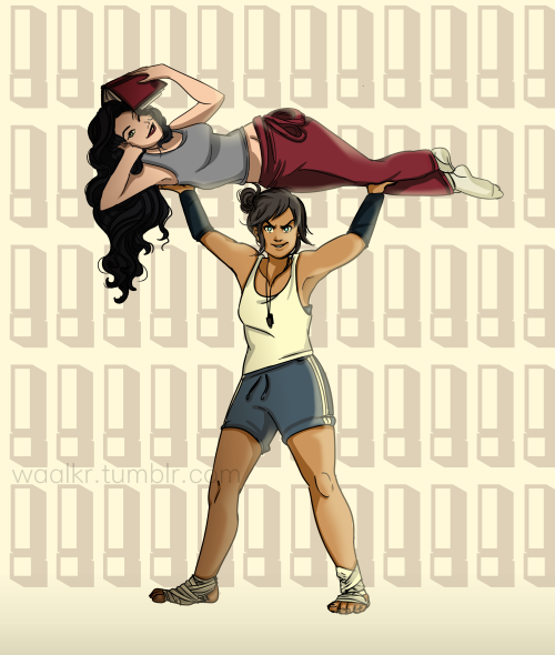 waalkr:And here it is! STRONK Korra and Asami for @jeqngrey! I hope you like it! (•̀o•́)งI never wat