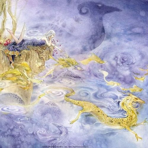 shadowscapes-stephlaw:“Drifting” - #dragons #daydreaming #daydream #watercolor