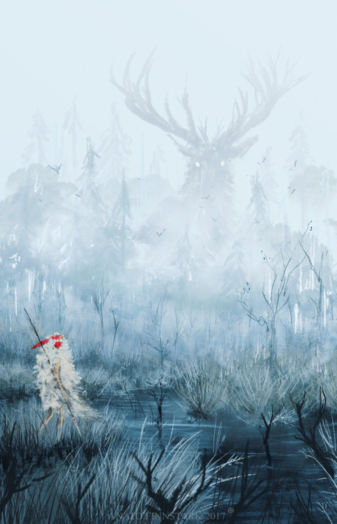 host-grin:Mononoke and the deer god  PRINT available here : www.redbubble.com/fr/people/anat