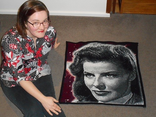 Panel #3 of my ‘Galaxy of Stars’ blanket - the incomparable, Ms. Katharine Hepburn!