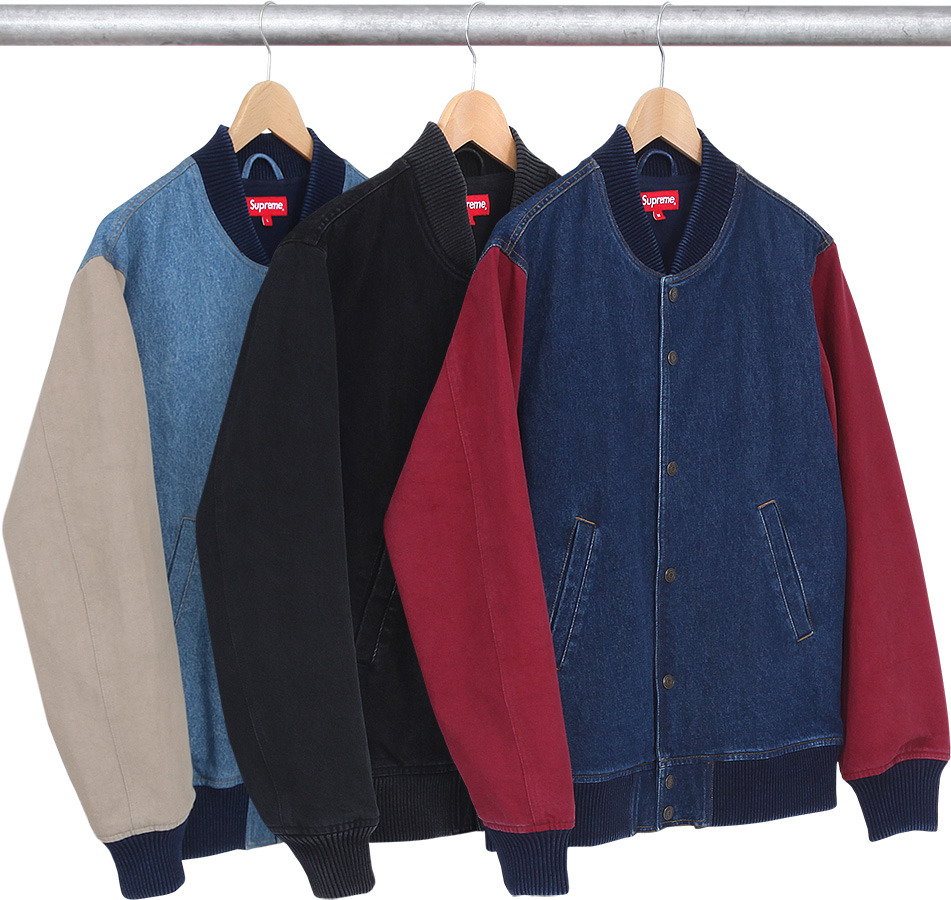 denim varsity jacket supreme