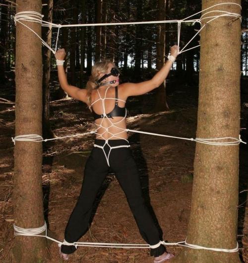 Blonde in outdoor bondage! porn pictures