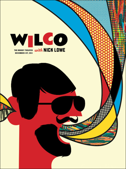 Wilco In Austin, Texas Hand made screenprint by Jeff Matz Official print. Wilco (w/ Nick lowe) at th