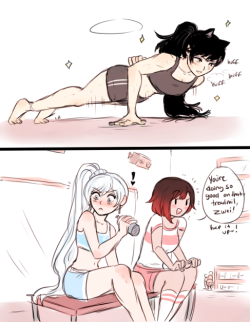 dashingicecream:  request from the stream!workout belladonna feat. flustered weiss ~ ♥