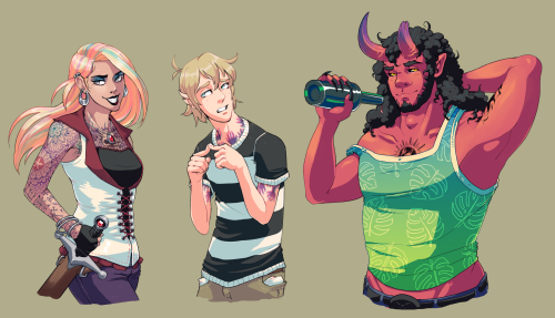Some characters from a tabletop campaign, that really just became an exercise in trying to translate