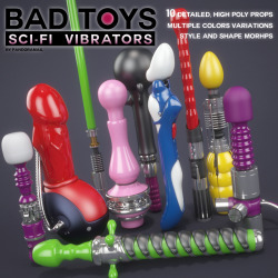 A great new product by pandoramail! Bad Toys - SciFi Vibrators is the  fifth installment in the Bad Toys props series for Poser. Carefully  crafted and extensively tested, each one of them is ready to take you  and your characters off the face of this