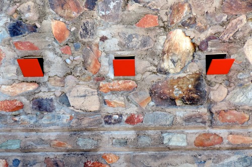 Red Square Ventilation Ports, Talesin West, Scottsdale, Arizona, 2014.The red square, sometimes with