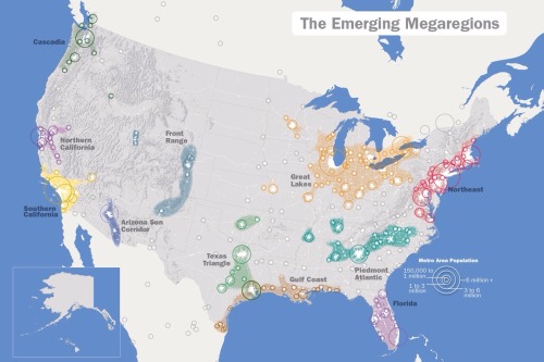 mapsontheweb:This map, created by the Regional Plan Association, illustrates eleven US metropolitan 