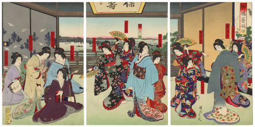 onna-musha:“Fashionable geisha in Yanagibashi” (1889), Chikanobu (1838-1912)