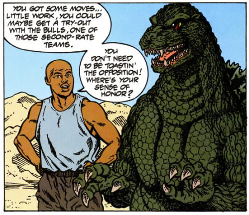 mr-system-of-a-downer:yeah-yeah-beebiss-1: citystompers1: Godzilla vs. Barkley (1993)Written by Mike