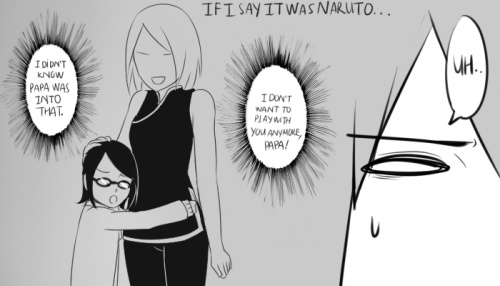 ask-sasusaku-family:Sarada,you such a curious girl.