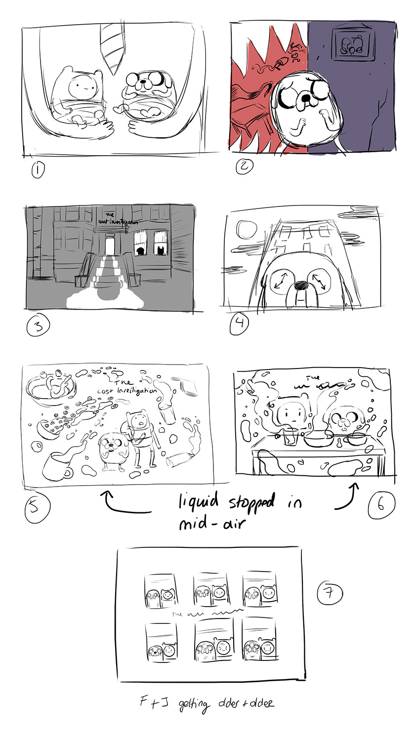 The First Investigation title card concepts by storyboard artist/writer Aleks Sennwald