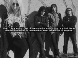 femalefrontedbandsconfessions:  18193  @18172 why would it set off homophobia when its just a lyrical theme and why would she be homophobic when she herself is Bisexual.