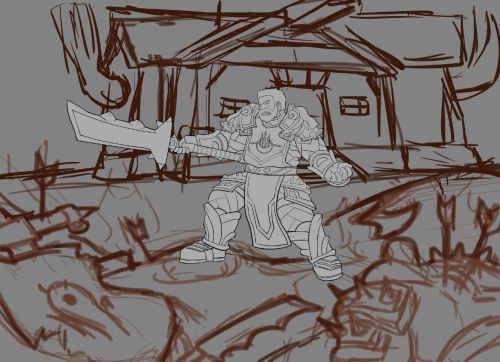 Another set of WIPs for another commission, of the client’s Arms Warrior at Sulfuron Spire! I’ll for