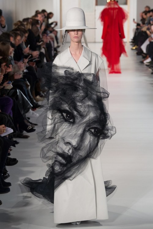 hautedeath:Sarah Abney during Maison Margiela Artisanal Spring 2017 by John Galliano wearing a bonde