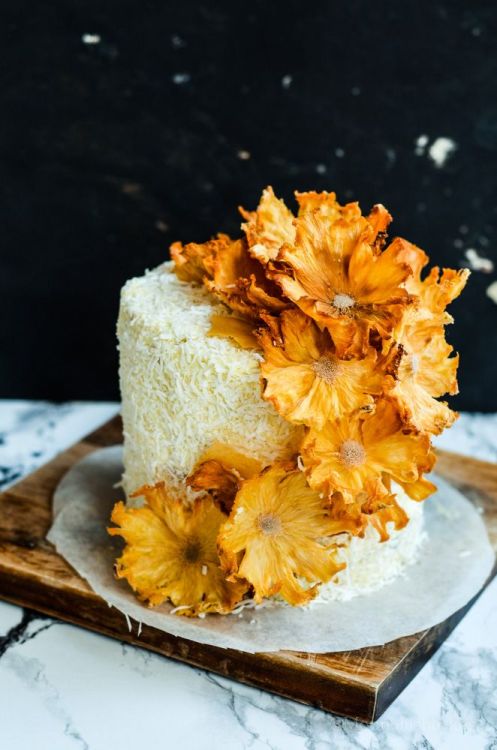 confectionerybliss: Layered Passion Fruit Butter Cake with Coconut Cream Frosting and Pineapple Flow