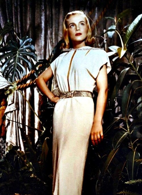 Gorgeous color publicity still of Lizabeth Scott for I Walk Alone, 1948