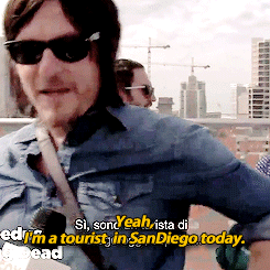 reedusgif:  Norman Reedus takes a photo of an interviewer. 