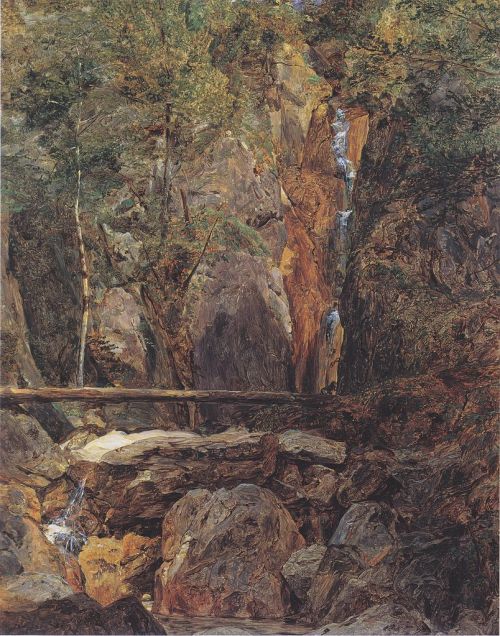 ferdinand-georg-waldmuller: Rettenbach wilderness near Ischl (The Hohenzollern waterfall in Jainzent