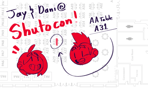 @jayechoart and I will be in the artist alley at Shutocon next week.Drop by, grab a sketch, buy a pr