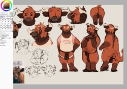 Might as well post these, was workin on concept sketches for Olli’s chill dorky bi highland cattle roommate, who i think will be Ian? still figuring him out! 