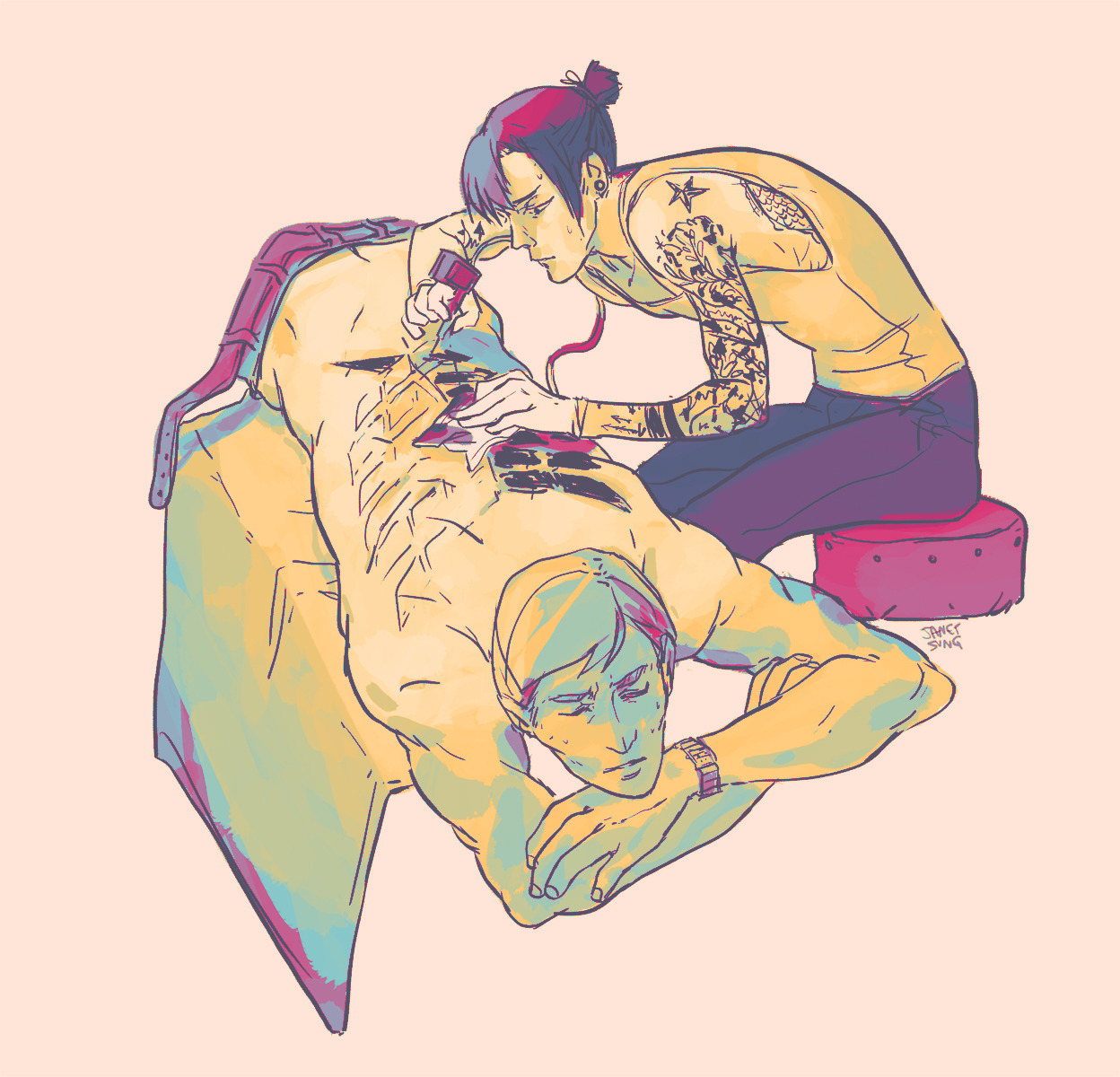 janetsungart:  Tattoo AU for the beautiful and wonderful and amazing eightmin(okay,