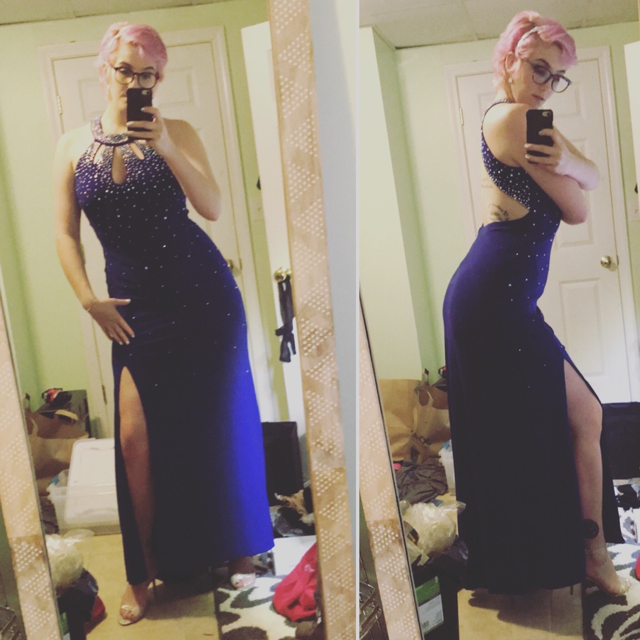 Bitch, it’s like I’m cosplaying the god damn Tardis in this dress. Should I shoot