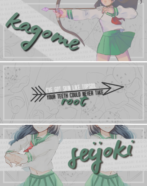 seijoki:
“ when you go looking to make a plaything of a sunburst, you better look for someone with less fire than me. because softness or no, i will eat you alive before i let you make a meal of me. / independent, private, and selective kagome...