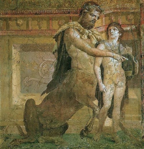 sm-art-gallery: Chirone e Achille, 65 - 79 d.C., affresco staccato dalla basilica di Ercolano, Napol
