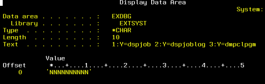 EXTOL Debug Data Area - EXDBG