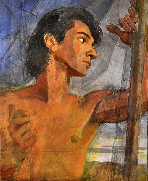 ganymedesrocks:  grundoonmgnx: Dunbar Dyson Beck (American, 1902-1986)  The work above, not bearing ay marks of signature is ‘Attributed’ at best Dunbar Dyson Beck was a muralist, teacher, interior designer and painter. In 1927, after receiving his