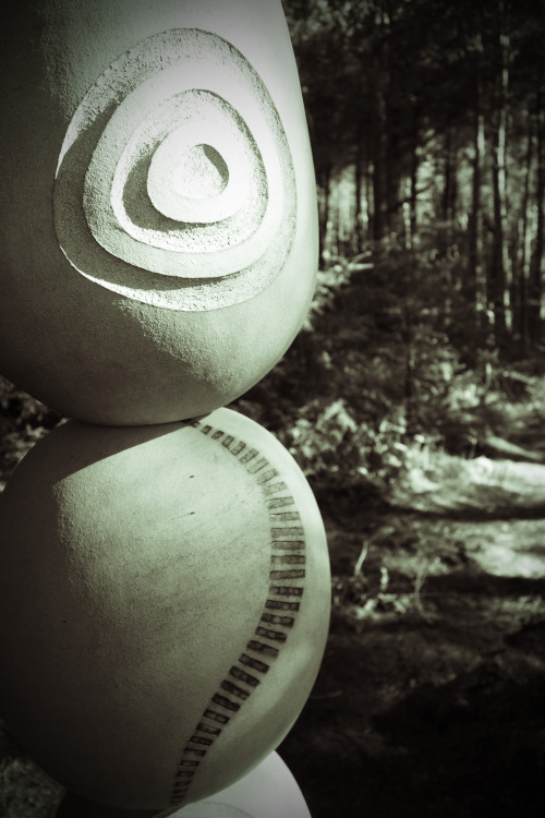 The Pendle Sculpture Trail at Pendle Wood, near Pendle Hill, Lancashire. The works are inspired by t