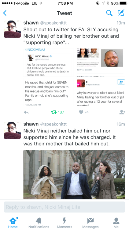 skinnyblkhoe: Mmm to all you muthafuckas accusing Nicki of supporting her brothers actions owe her a