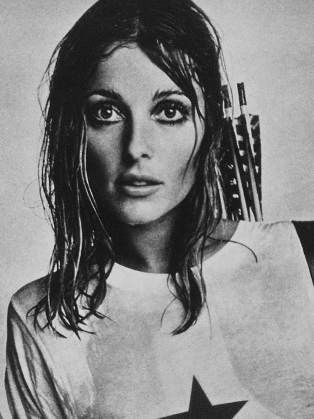 Photographs of Sharon Tate taken by William Helburn during a 1967 photoshoot for Esquire magazine. The images on the left 