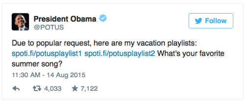 creatingfromculture:igboboy:micdotcom:President Obama just dropped his summer mixtape The POTUS