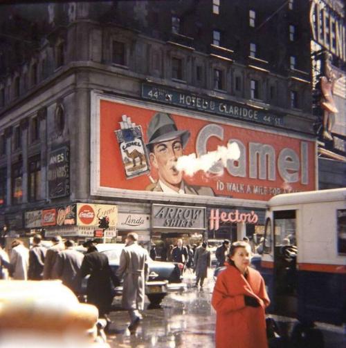 blondebrainpower:44th Street, Times Square, New York, 1950′s