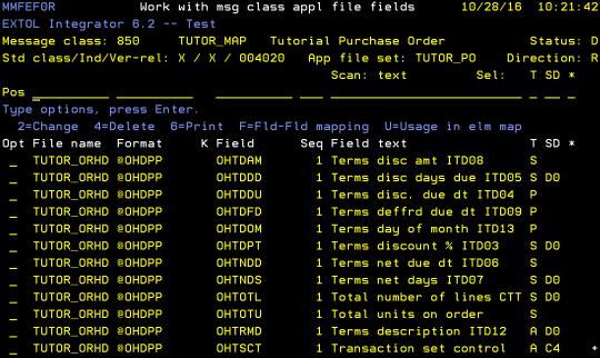 cleo extol integrator mapping short constant to field work with message class application file fields