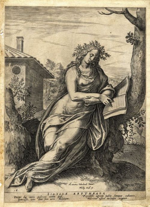 hismarmorealcalm:(After Michelangelo)  Philippe Galle (1537 - 1612)  Engraving of the Sibi