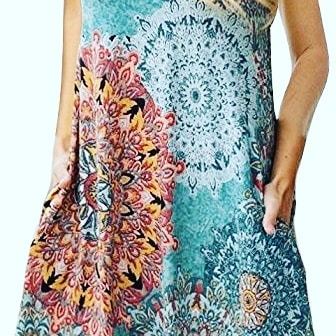 Women&rsquo;s Summer Casual Sleeveless Floral Printed Swing Dress Sundress with Pockets 