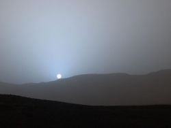 humanoidhistory: April 15, 2015 – A sunset on Mars, observed by NASA’s Mars Curiosity Rover stationed at Gale Crater. (NASA/Jet Propulsion Laboratory)