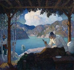 N.C. Wyeth, Man with Butterfly Receives Visitor from ‘The White Admiral of the Woods’, 1919