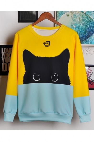 trustothers: Lovely In-style Sweatshirts  Cartoon // Digital Cat // Couple Cartoon