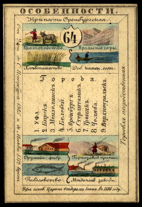 Illustrated cards for the provinces of the Russian Empire (publishedin St. Petersburg 1856).  Each c