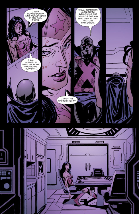 zatannawayne:  After almost killed in battle with a villain, Diana had an emotional breakdown and was in dire need of comfort. She went to her second family…and well, Wally being Wally and John were just too obvious. Jon’n, being a telepath, did realize