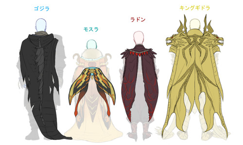 AS PROMISED!!I finally made gijinka D&D/fantasy Godzilla design sheets for all the cosplayers wh