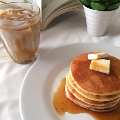 shimabdelrali: Iced coffee and pancakes